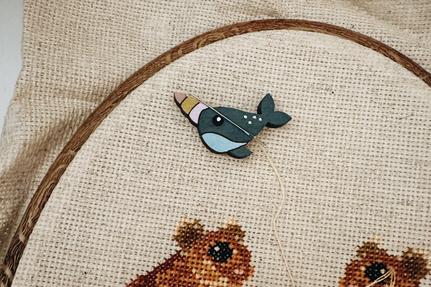 Narwhal Wooden Needle Minder