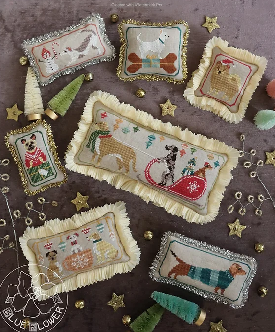 12 Dogs Of Christmas - Blue Flower Stitching