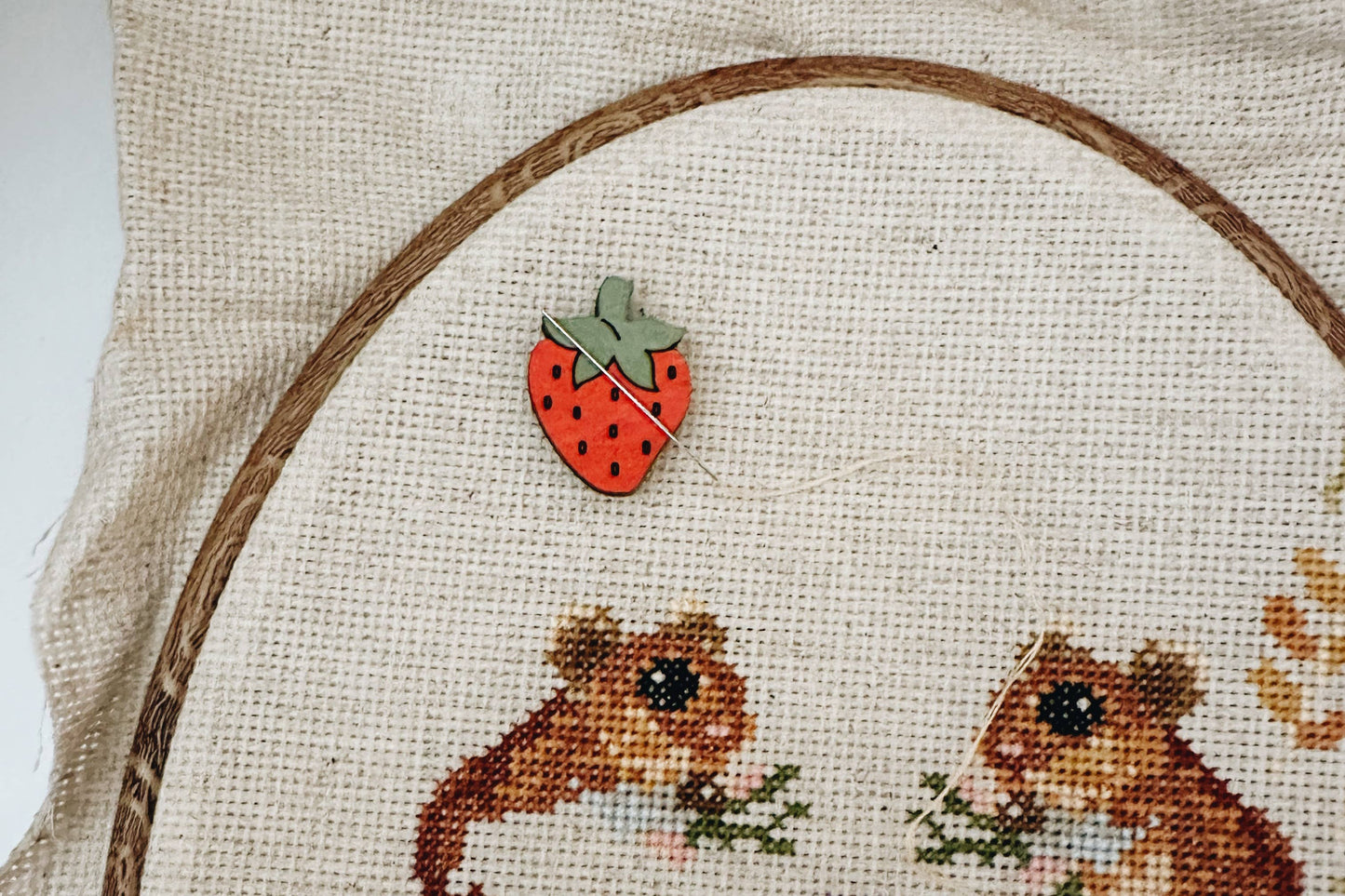 Strawberry Wooden Needle Minder