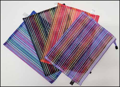 13"x17" Assorted Striped Mesh Zip Project Bags