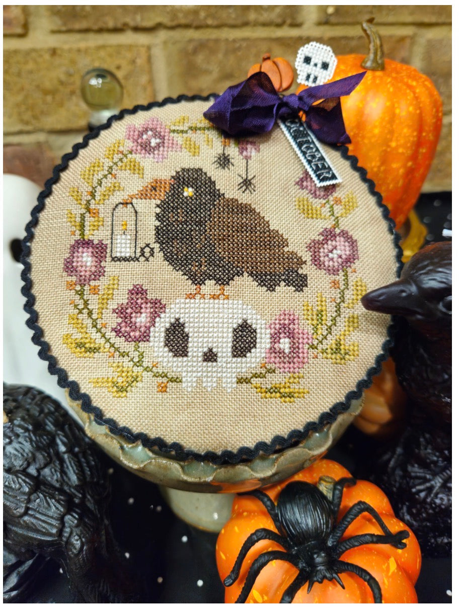 Pin Drum Shorties Month # 10 Crow- Quaint Rose Needlearts - 2026 Needlework Marketplace PREORDER