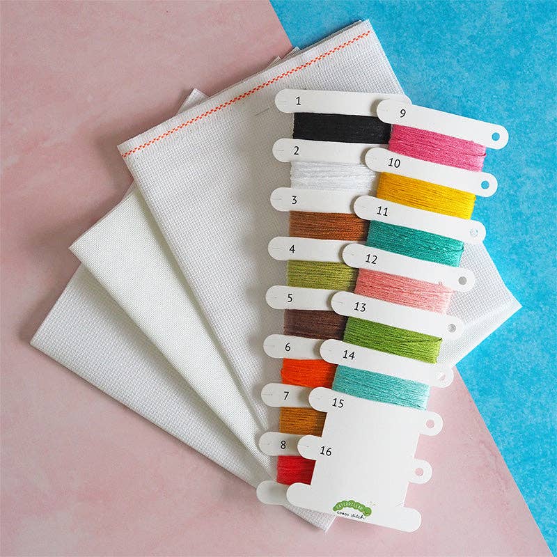 Hello Sunshine - Caterpillar Cross Stitch Kit: Full Kit (14 count aida)