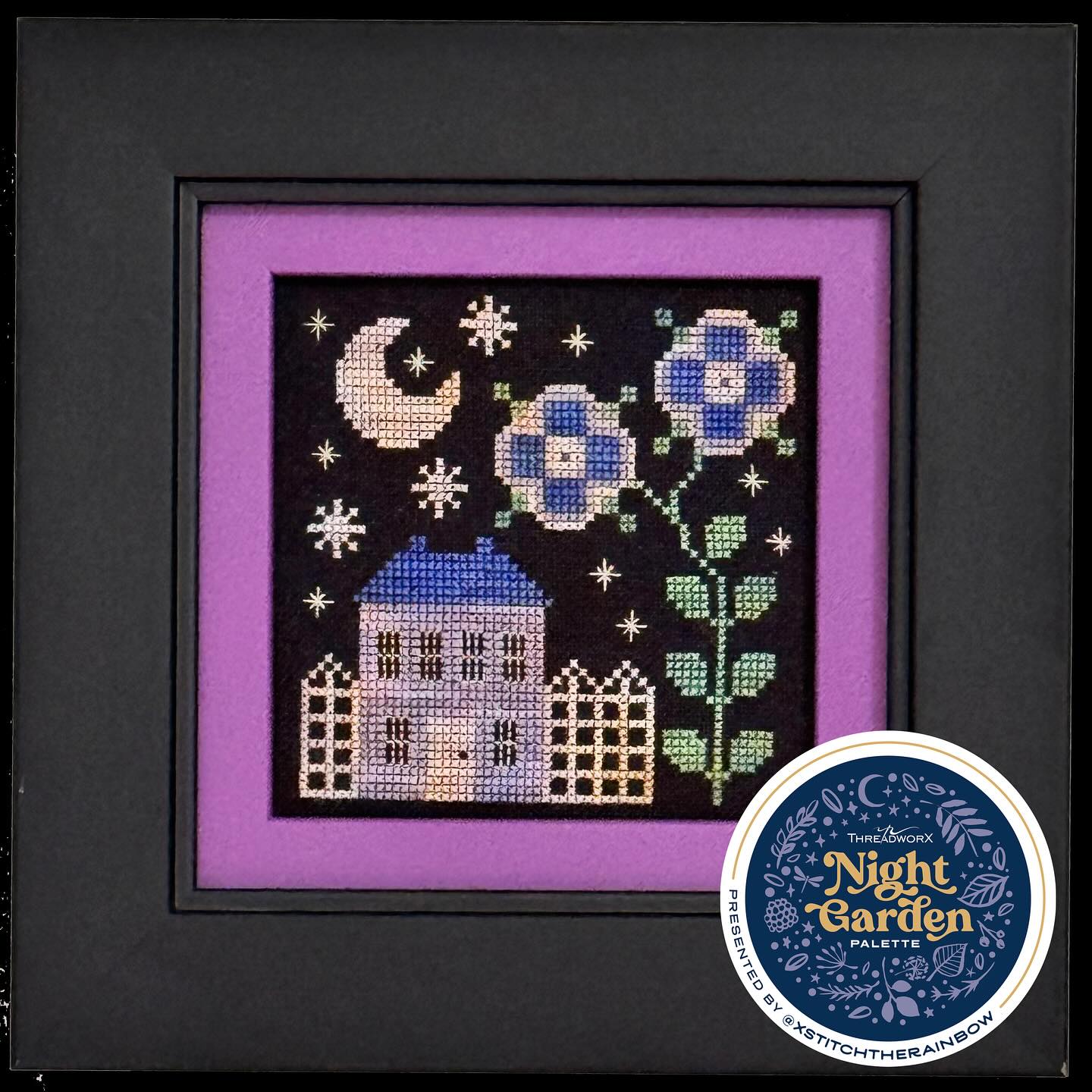 They Bloom at Night - “ThreadworX Night Garden Palette - XStitch the Rainbow - Fox and Rabbit