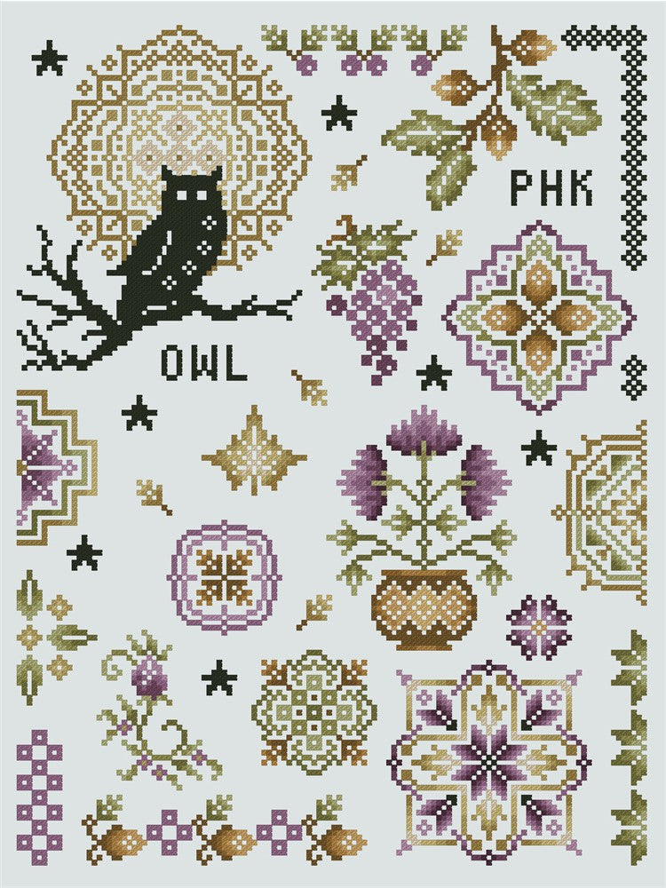 Starry Autumn Night Quaker Sampler - Kitty & Me Designs