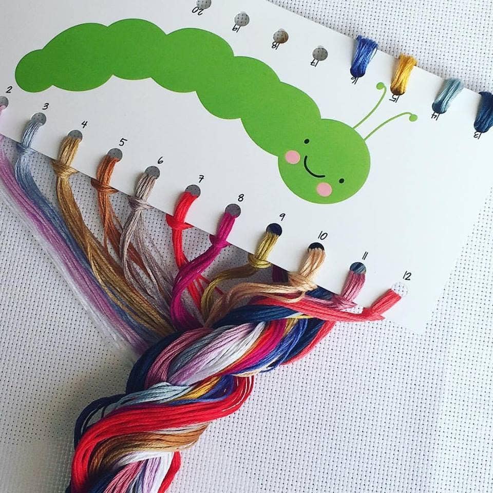 Happiness is Homemade - Caterpillar Cross Stitch Kit: Full kit (14 count aida)