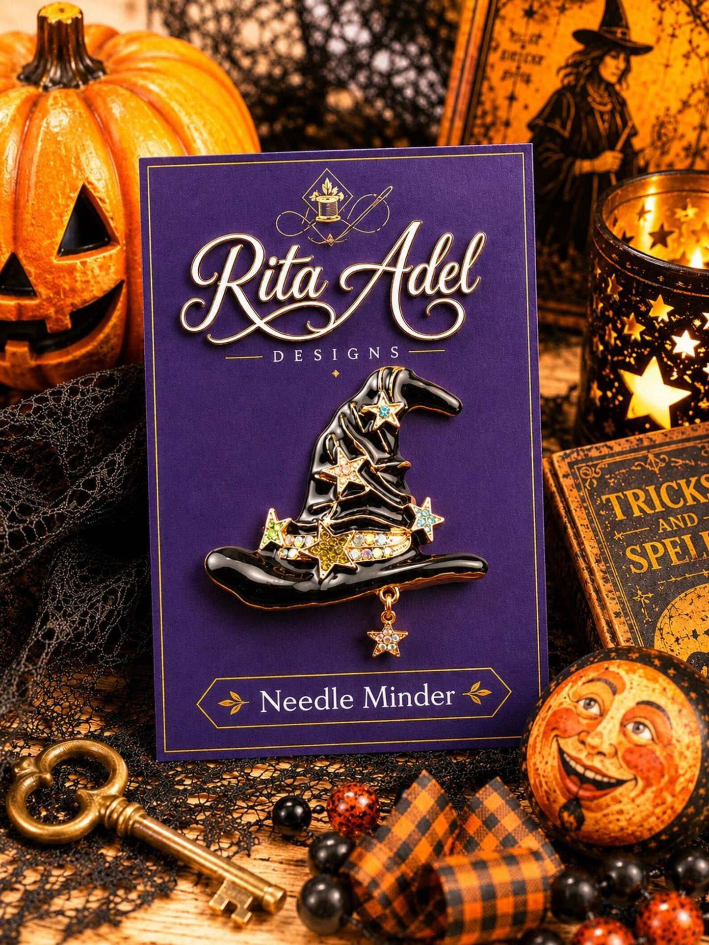 Black Witch Hat Halloween Needle Minder