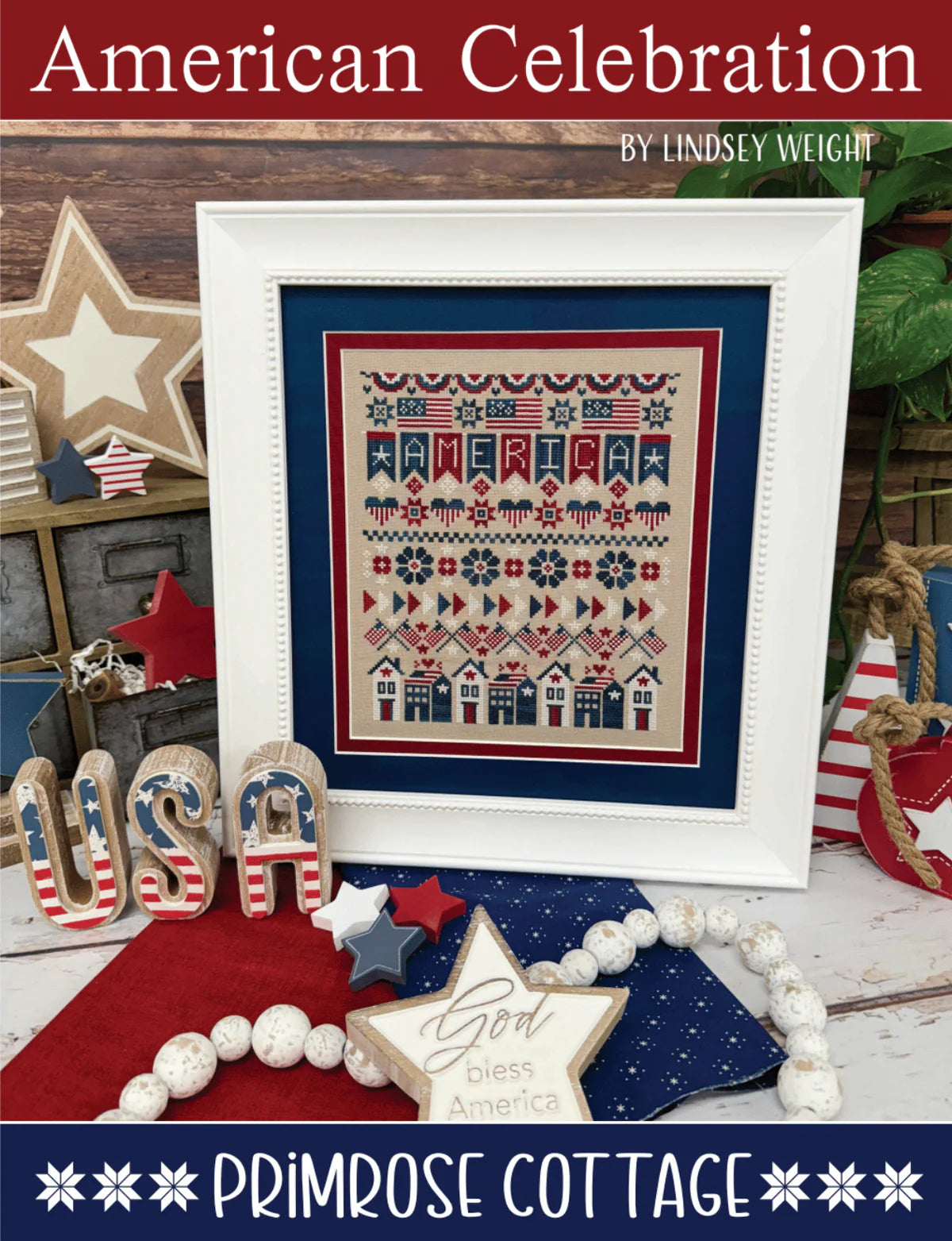 American Celebration Cross Stitch Pattern - Primrose Cottage