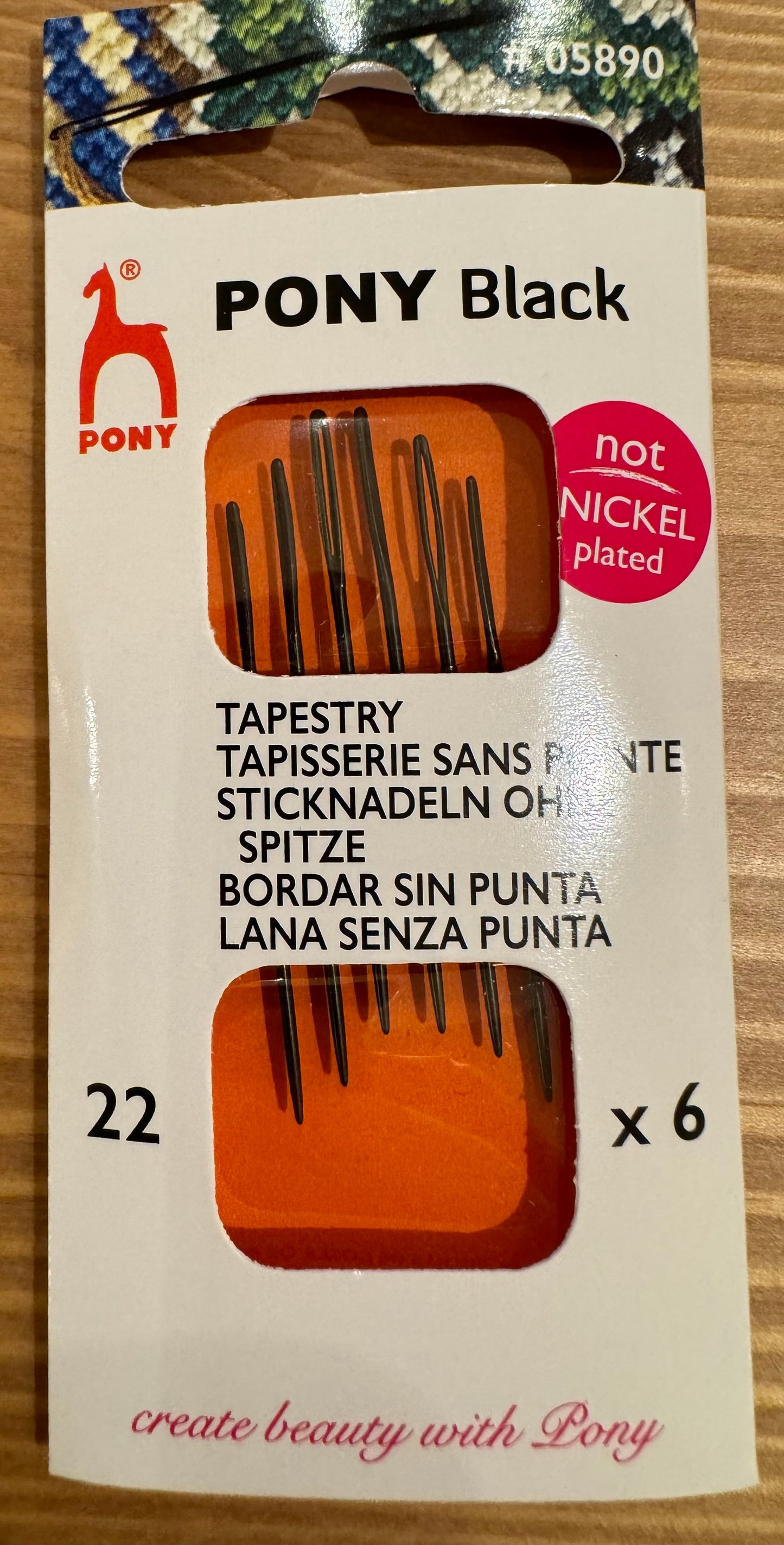 Size 22 Pony Black Tapestry Needles with Black Eye