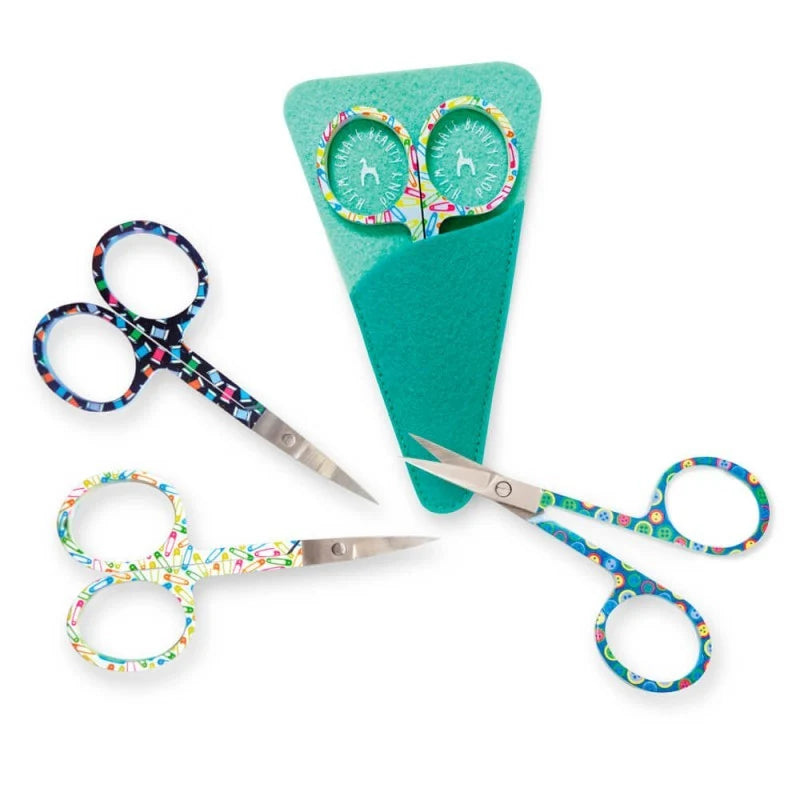 Pony Printed Embroidery Scissors in Felt Case