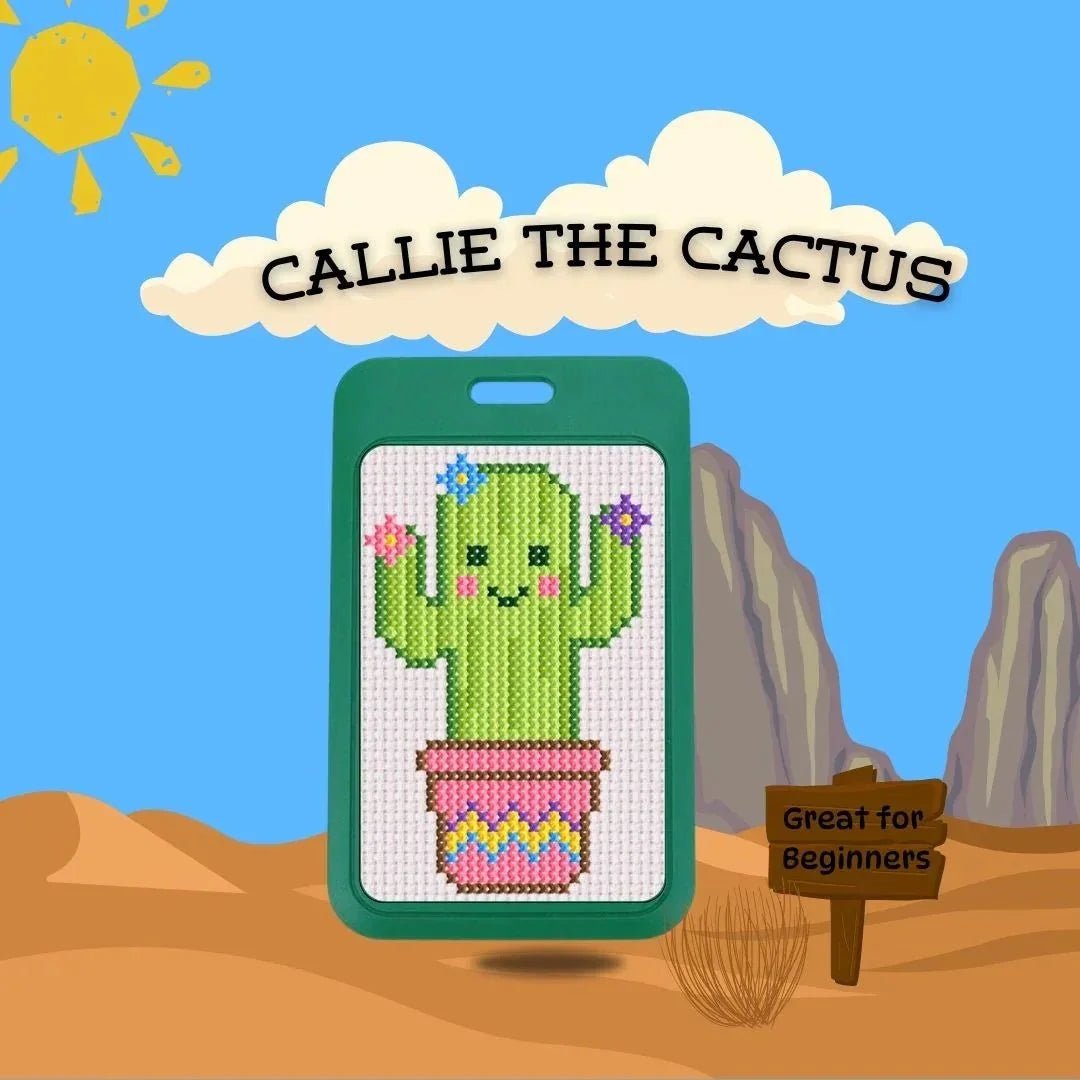 Callie the Cactus Cross Stitch Luggage Tag Kit - Jumpseat Therapy