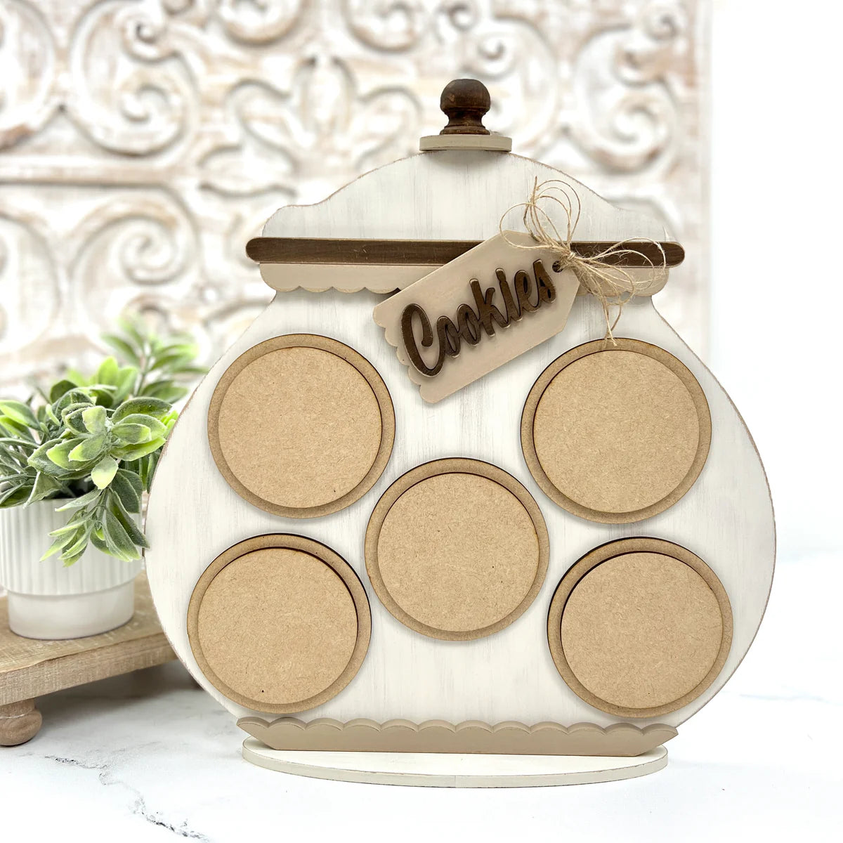 Round Cookie Jar Finishing Board - Paisley and Polka Dots