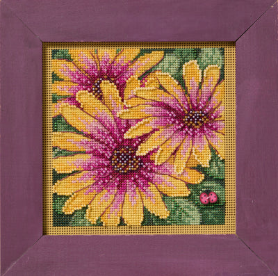 African Daisies - Buttons and Beads Autumn Series - Beaded Cross Stitch Kit - Mill Hill