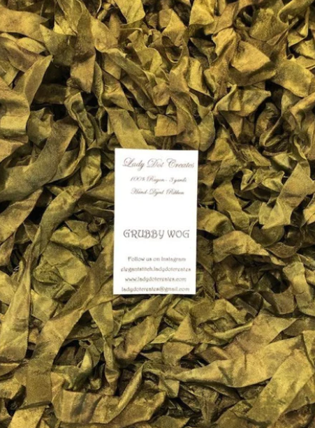 Ribbon 9/16" - Grubby Frog - Hand-dyed 100% Viscose - Lady Dot Creates