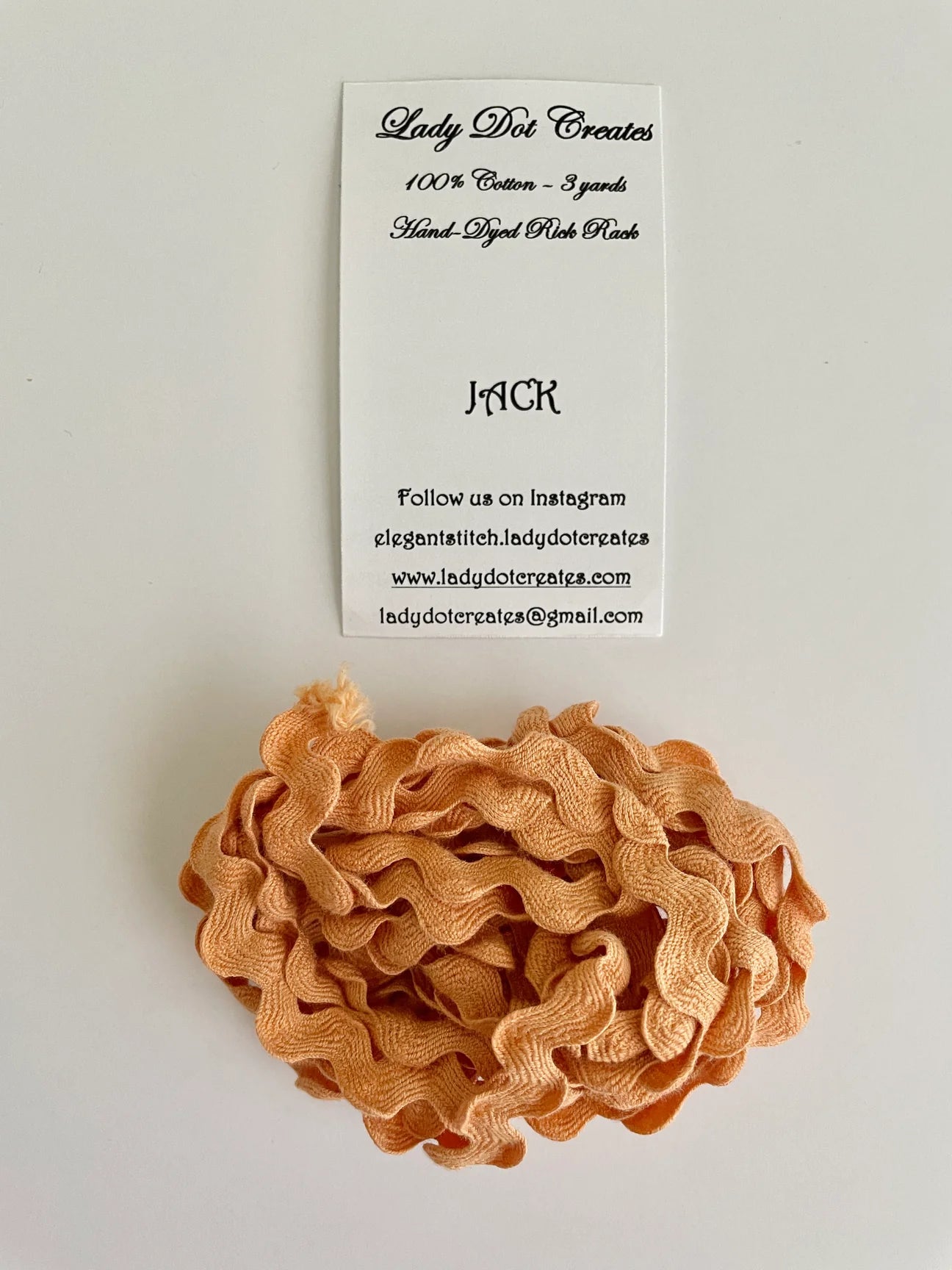 1/2" Rick Rack - Jack - Hand-dyed Cotton - Lady Dot Creates