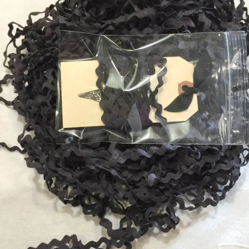 1/2" Rick Rack - Licorice - Hand-dyed Cotton - Lady Dot Creates