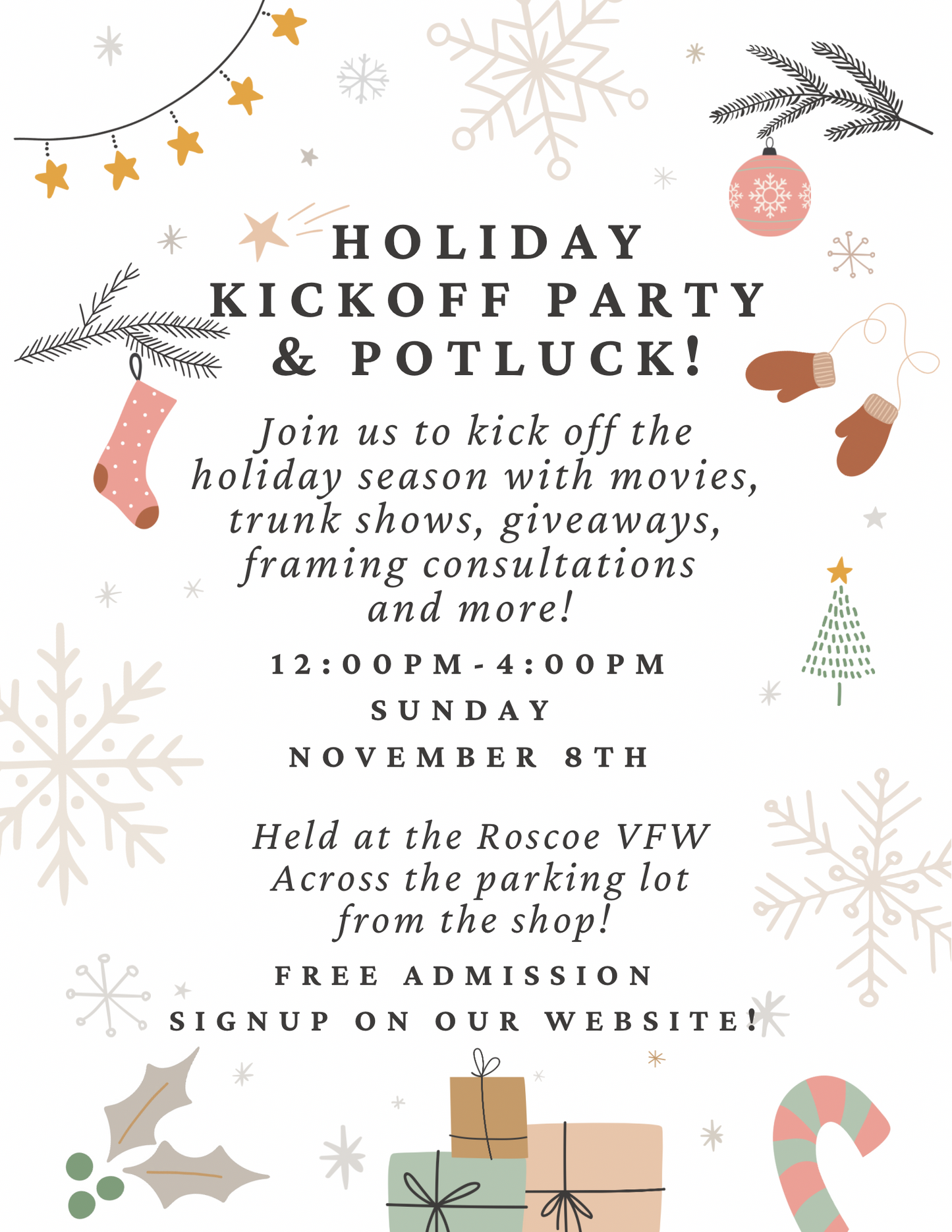 A VERY Special Holiday Kickoff and Potluck Party!