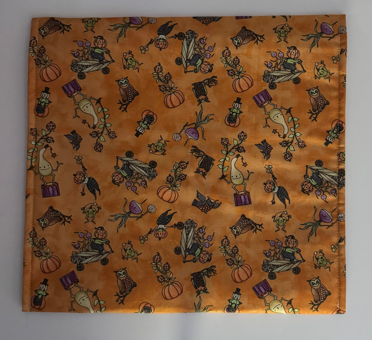 Teresa Kogut Ghoul Friends Scattered Gourds on Orange Background Fabric Envelope Style Project Bag
