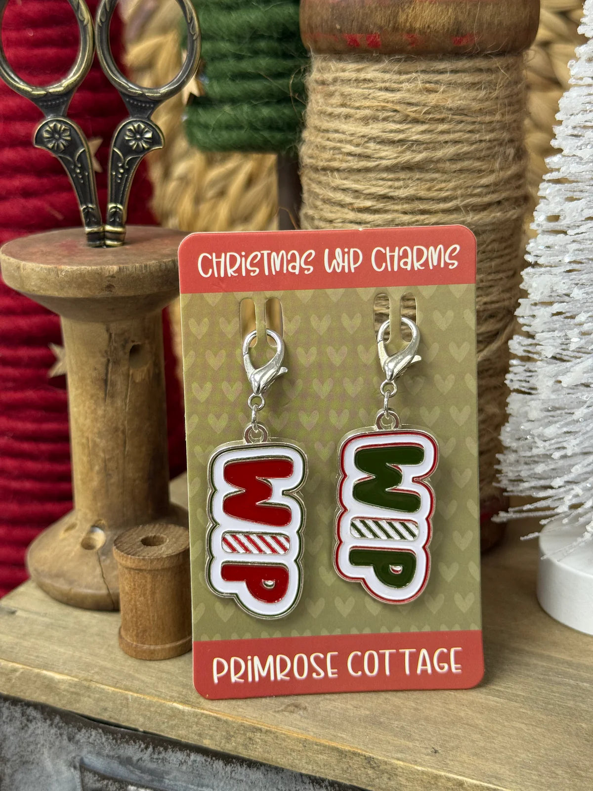 Christmas Work In Progress Charms - Primrose Cottage