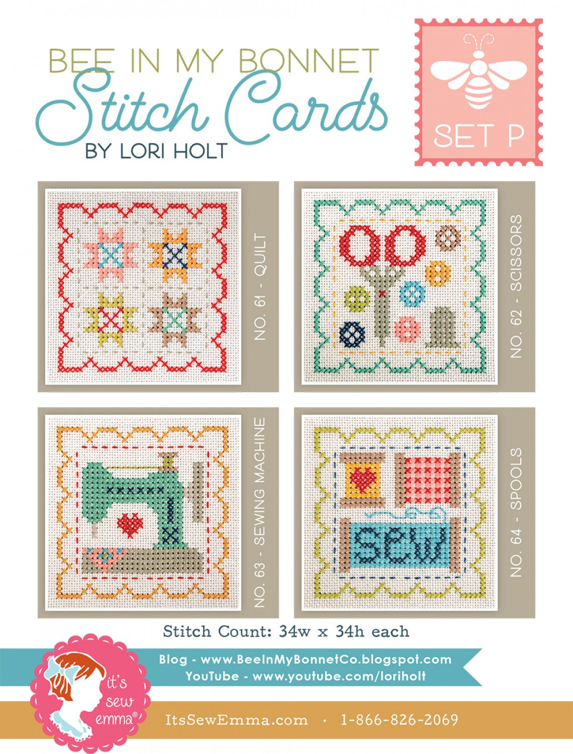 Bee In My Bonnet Stitch Cards Set P - Lori Holt