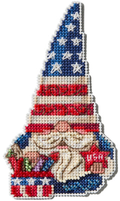 Patriotic Gnome Beaded Cross Stitch Kit - Jim Shore by Mill Hill