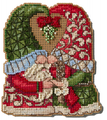 Mistletoe Couple Gnomes Beaded Cross Stitch Kit - Jim Shore by Mill Hill