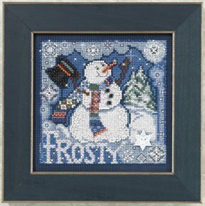 Frosty Snowman Buttons and Beads Winter Series Cross Stitch Kit - Mill Hill