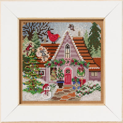 Festive Fairy Cottage - Buttons and Beads Winter Series - Beaded Cross Stitch Kit - Mill Hill