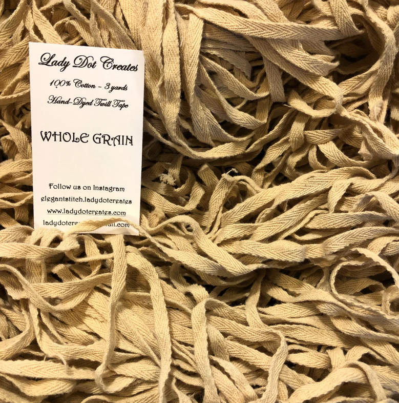 1/4" Wide Twill Tape - Whole Grain - Hand-dyed Cotton - Lady Dot Create