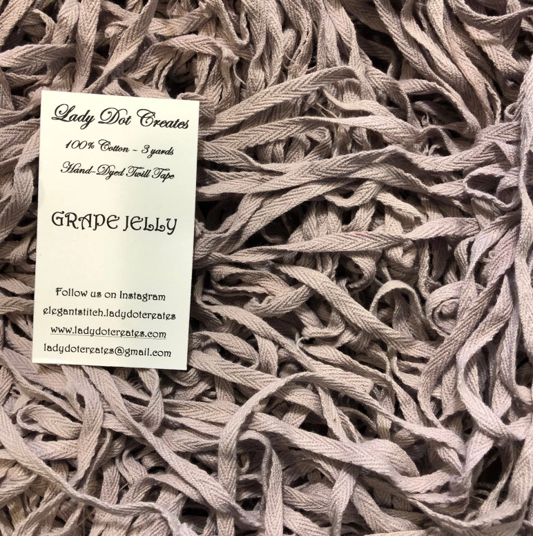 1/4" Wide Twill Tape - Grape Jelly - Hand-dyed Cotton - Lady Dot Creates