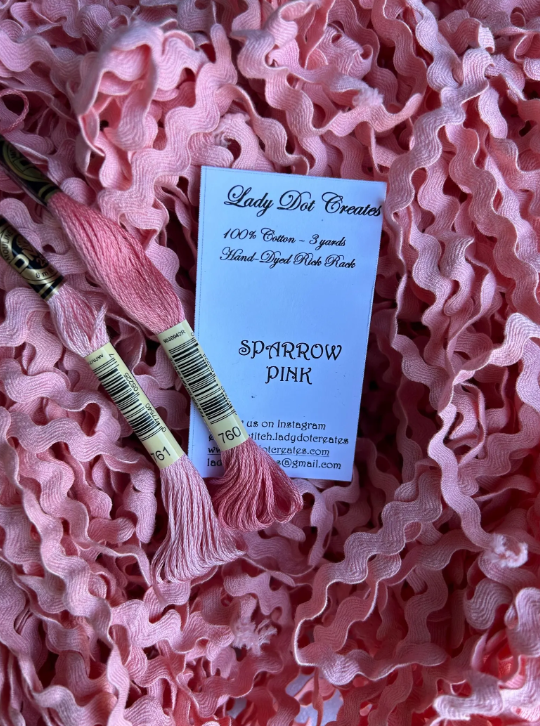 1/2" Rick Rack - Sparrow Pink - Hand-dyed Cotton - Lady Dot Creates