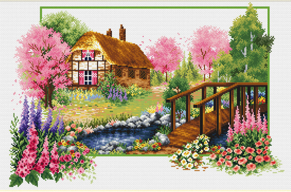 No Count Cross Stitch - Spring Cottage