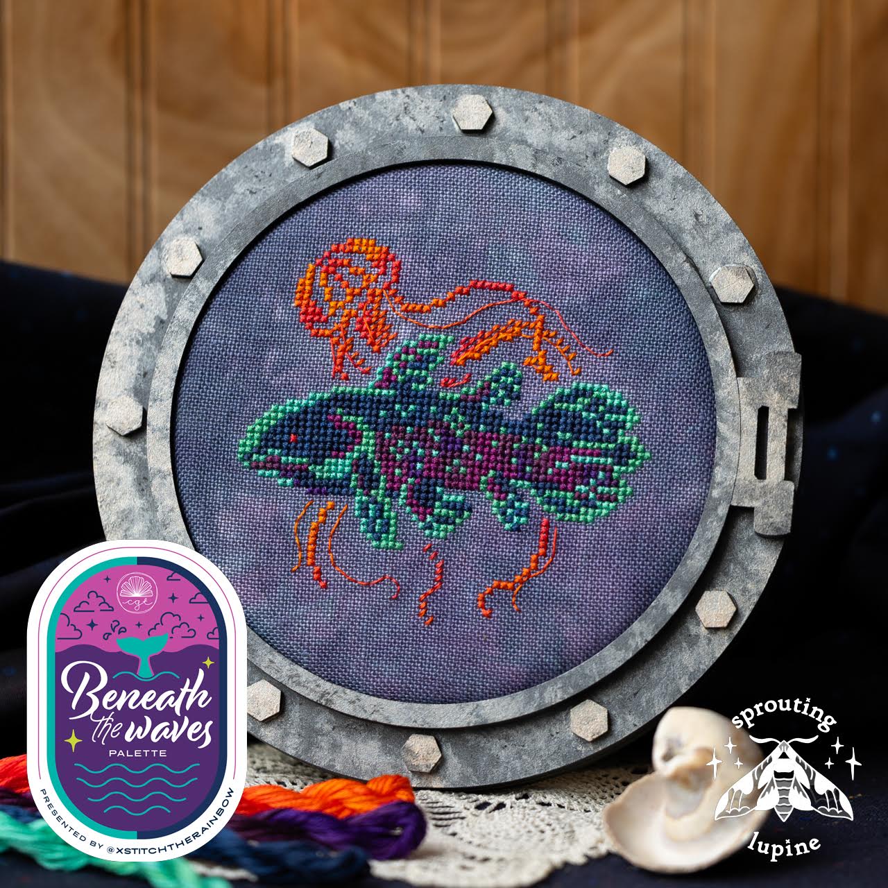 In the Depths (xStitch the Rainbow - Beneath the Waves Palette) - Sprouting Lupine