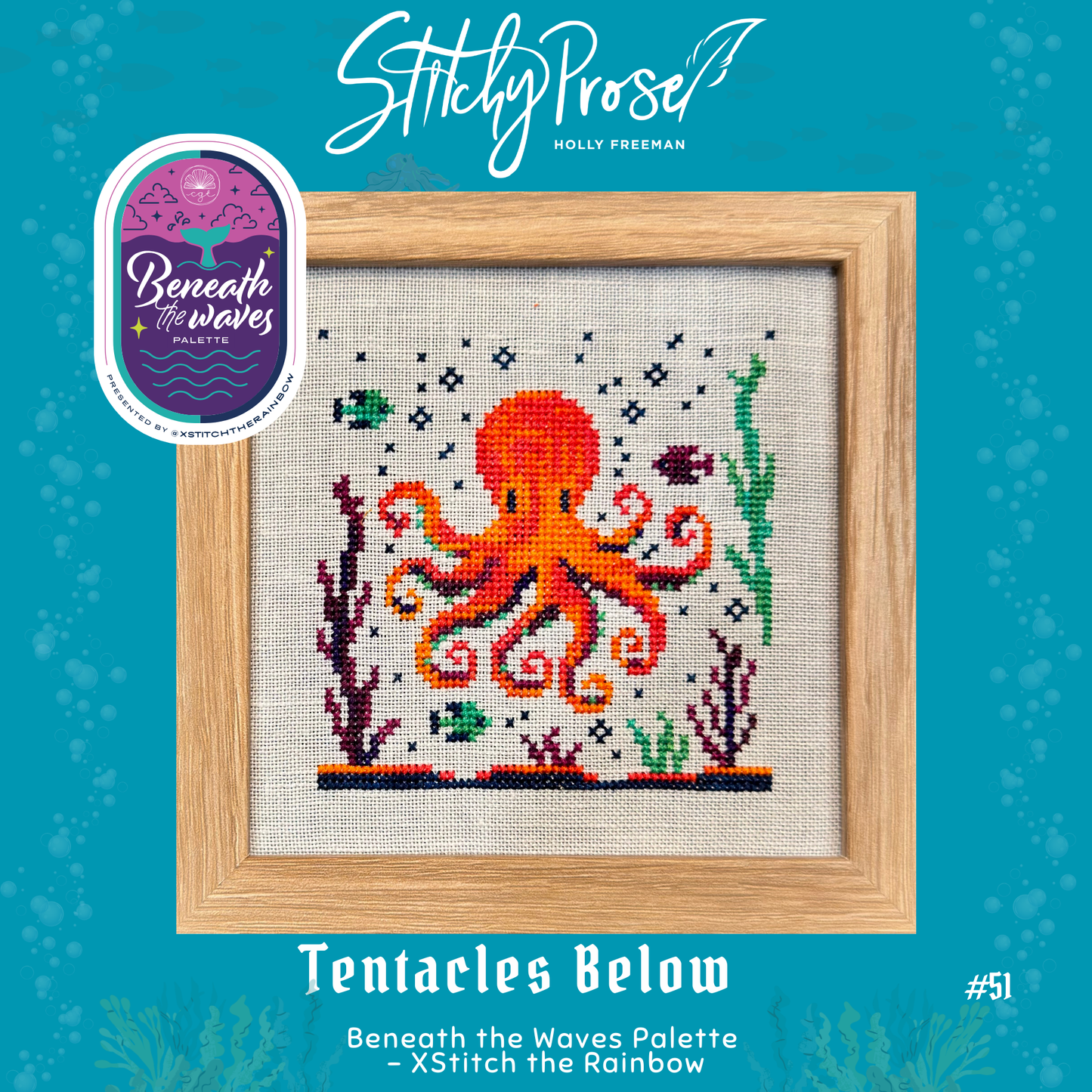 Tentacles Below (xStitch the Rainbow - Beneath the Waves Palette) - Stitchy Prose