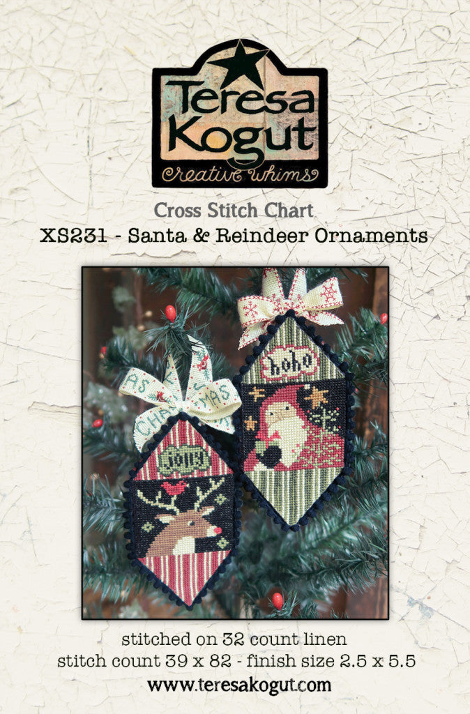 Santa and Reindeer Ornaments - Teresa Kogut