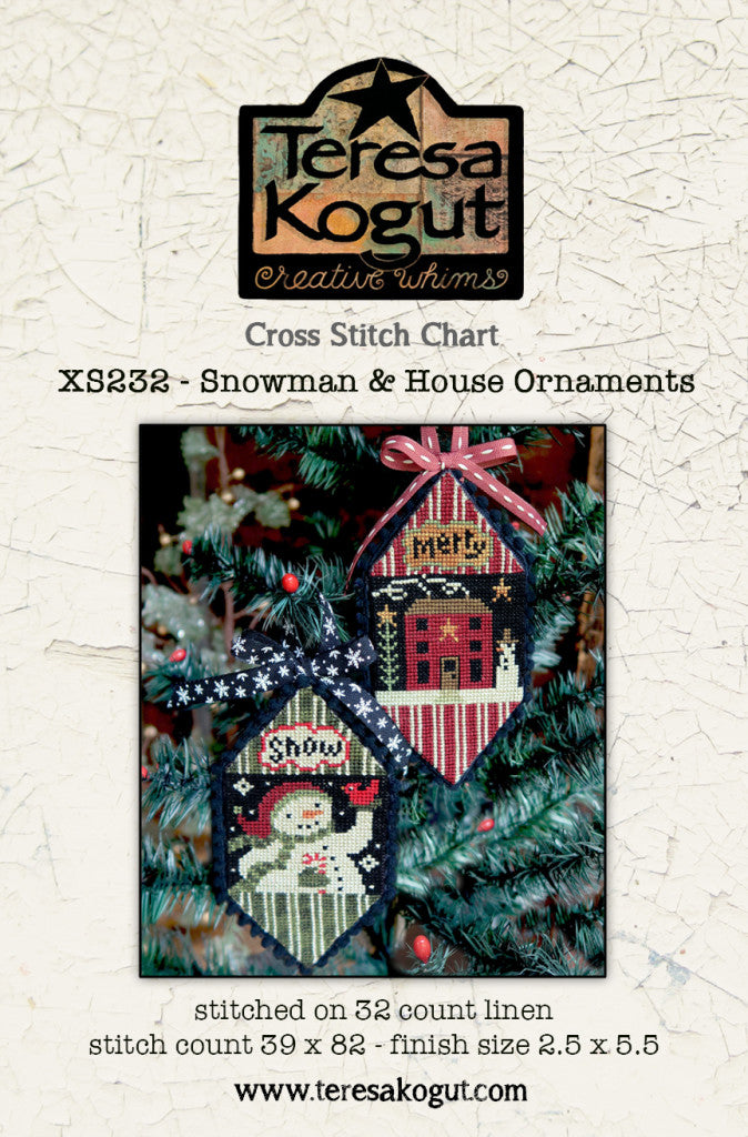 Snowman and House Ornaments - Teresa Kogut