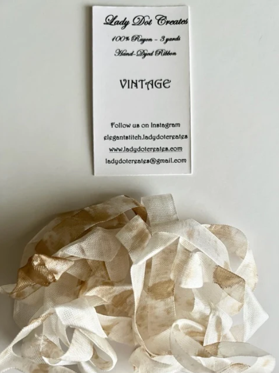 Ribbon 9/16" - Vintage - Hand-dyed 100% Viscose - Lady Dot Creates