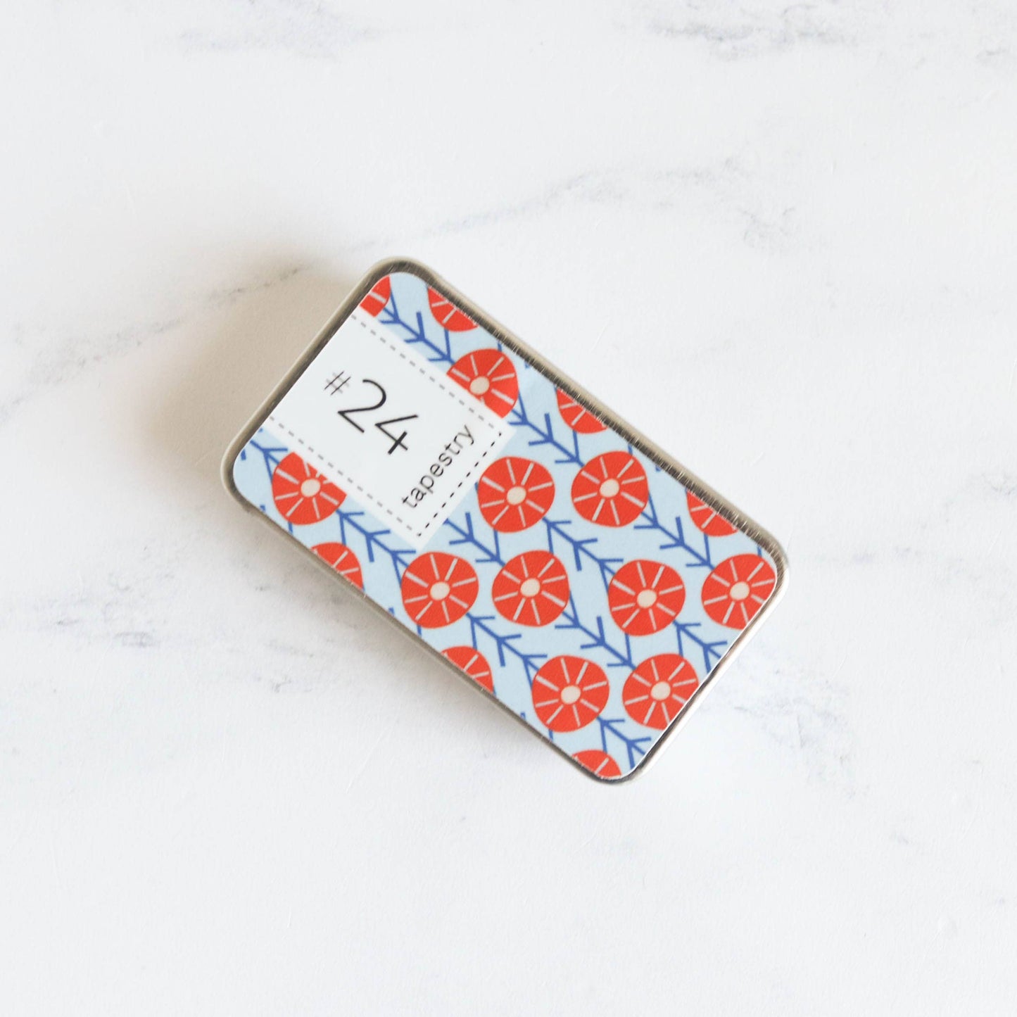 Magnetic Slide-Top Needle Tin WITH Cross Stitch Needles: John James Tapestry Needles Size #24 - Stitched Modern