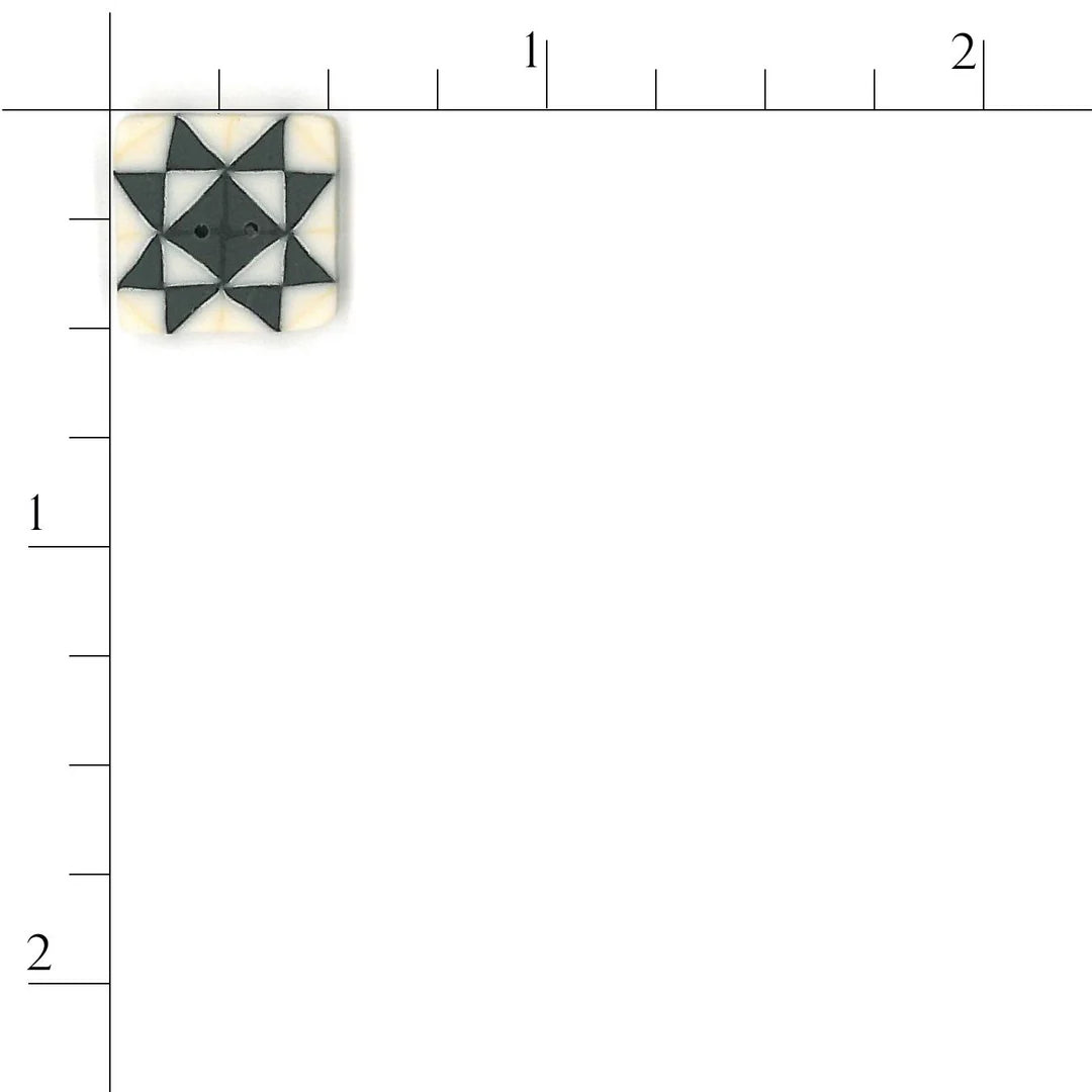 Small Black/White Quilted Star Spool - Just Another Button Company