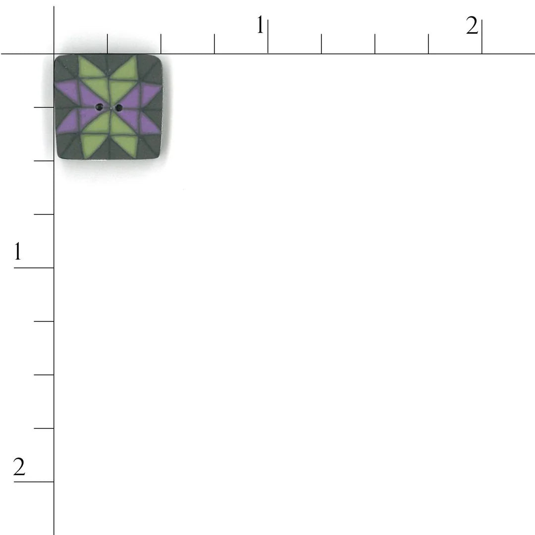 Small Lilac/Green Quilted Star - Just Another Button Company