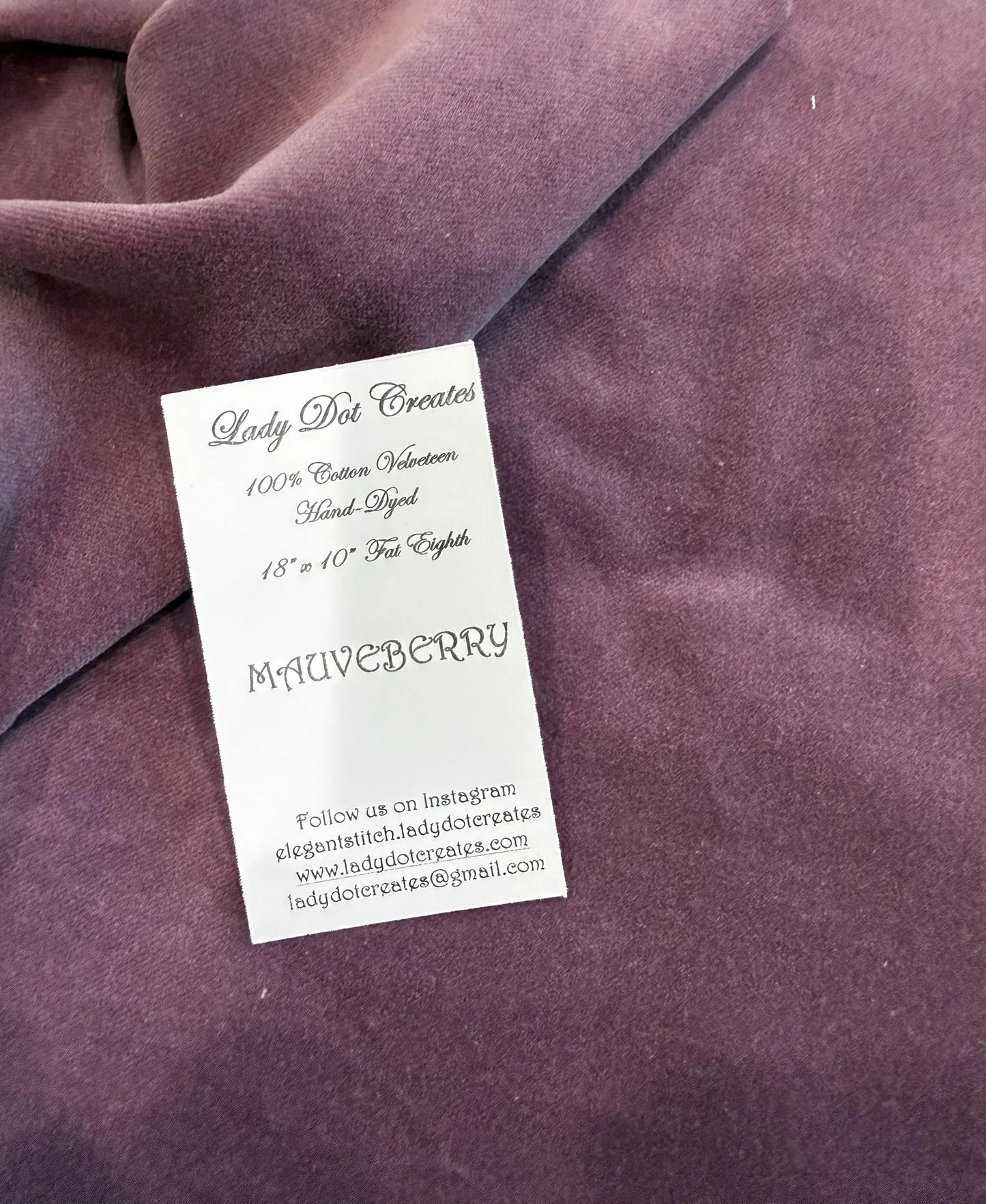 10"x18" Velveteen - Mauveberry - Hand-dyed 100% Cotton - Lady Dot Creates