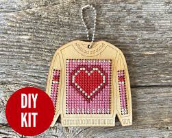 Heart Sweater Ornament Kit - Canadian Stitchery