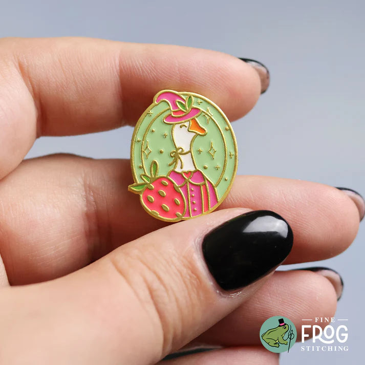 Strawberry Goose Witch Needle Minder - Fine Frog Stitching