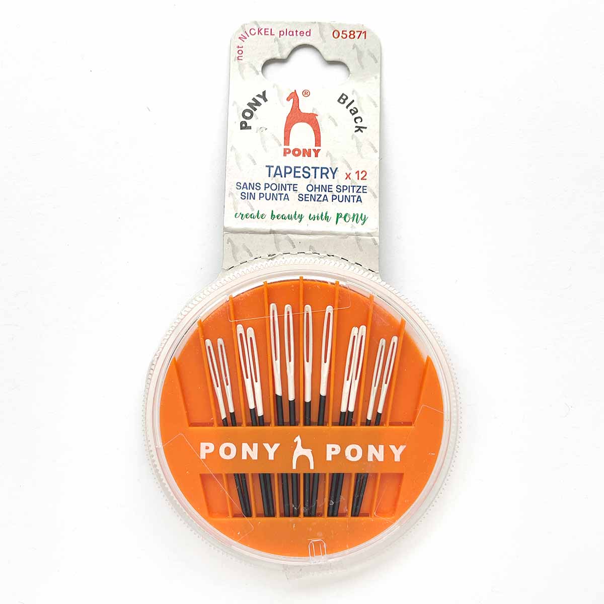 Pony Black Tapestry Needles with White Eyes in Compact, Sizes 18/20/22