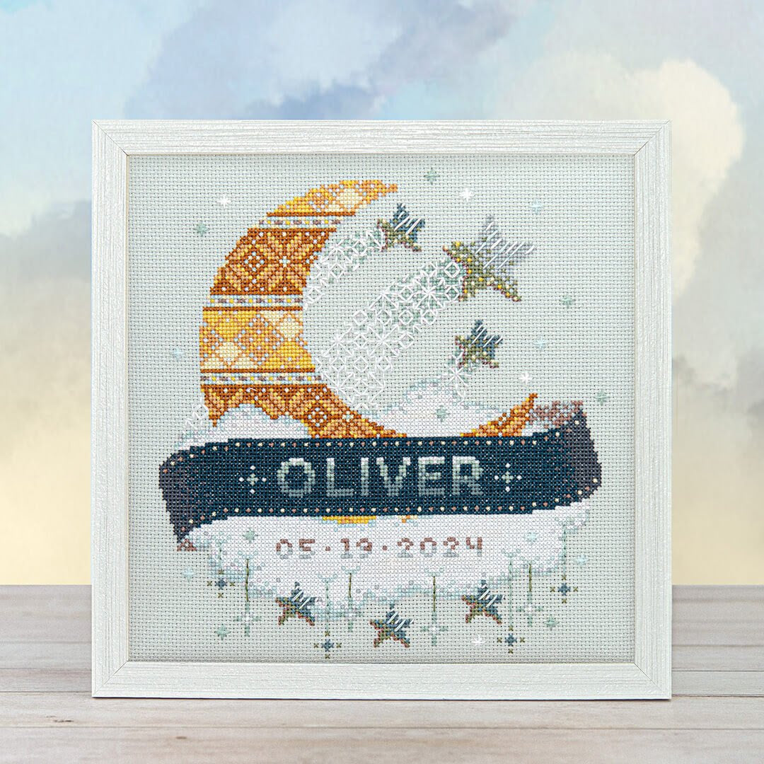 Modern Baby Sampler - Moon + Stars - Counting Puddles