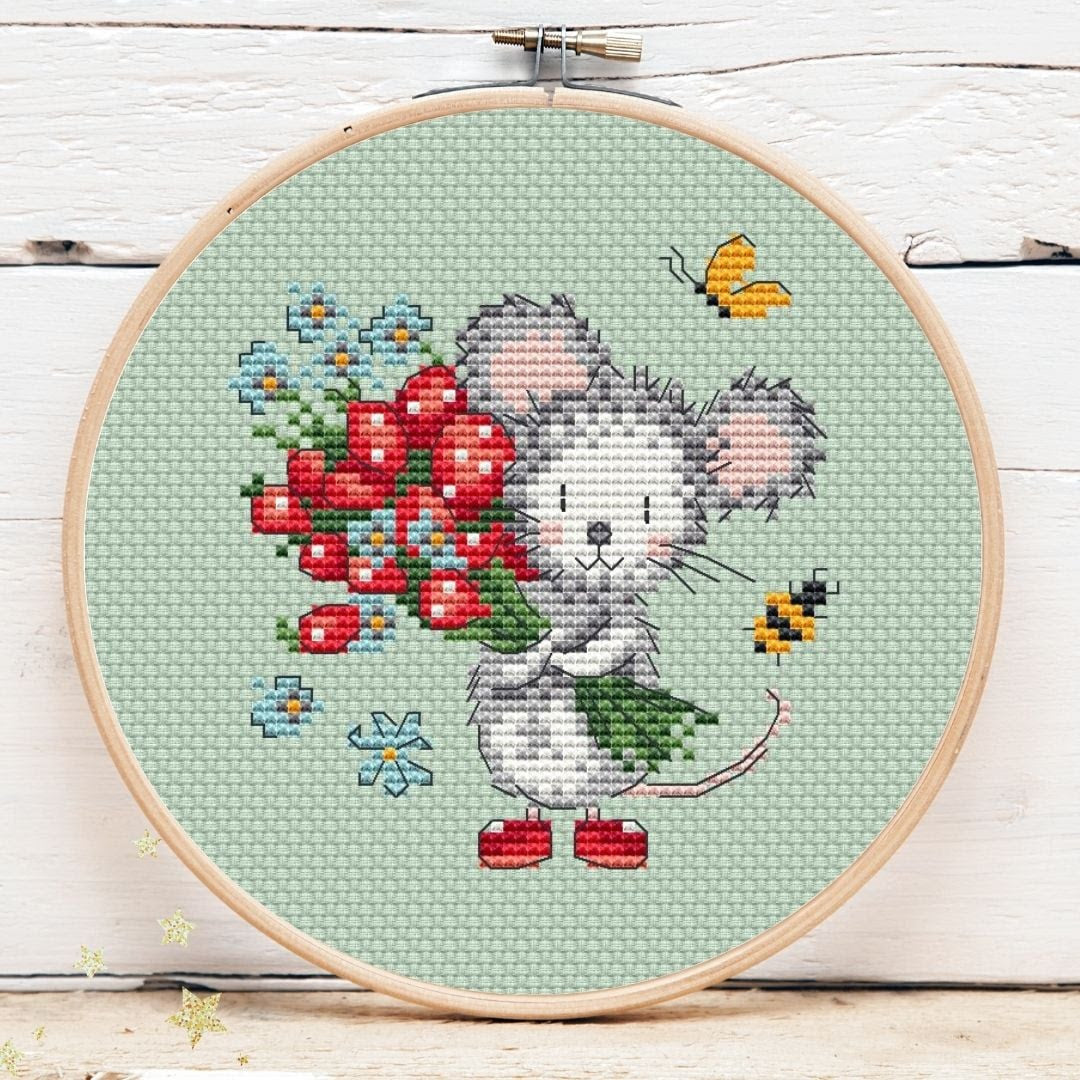 Strawberry Mini Mouse 2 - Artmishka - 2026 Needlework Marketplace PREORDER