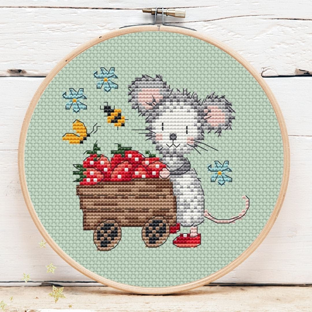 Strawberry Mini Mouse 4 - Artmishka - 2026 Needlework Marketplace PREORDER