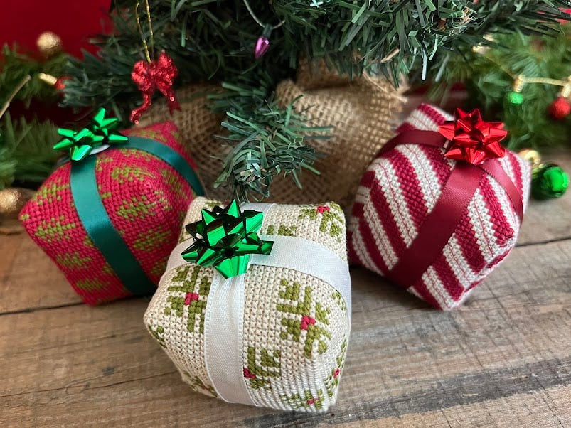 Three Presents - Small Cube Series - Ladybug Stitches - 2026 Needlework Marketplace PREORDER
