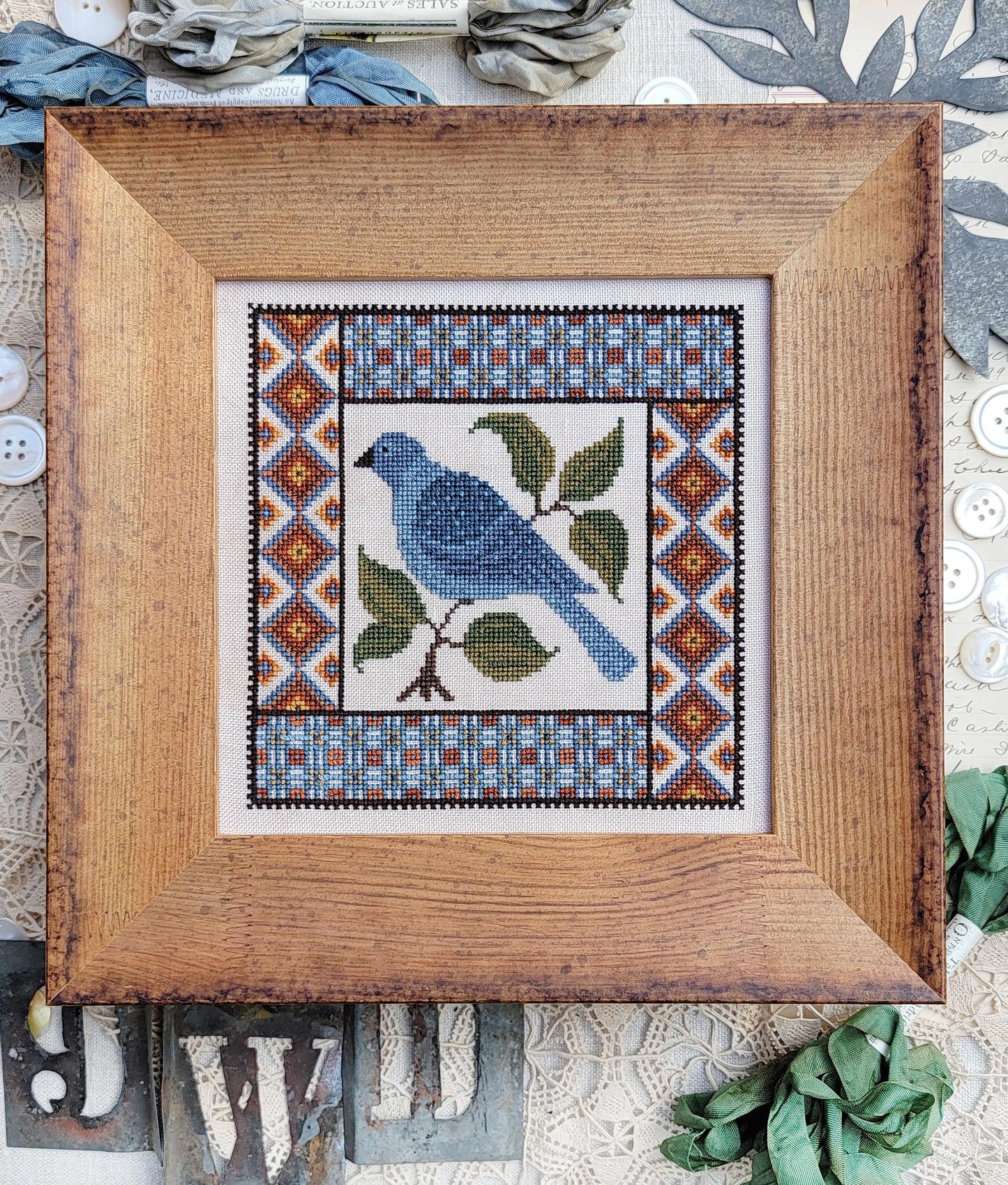 Plaid Bird - Hello! From Liz Mathews - 2026 Needlework Marketplace PREORDER