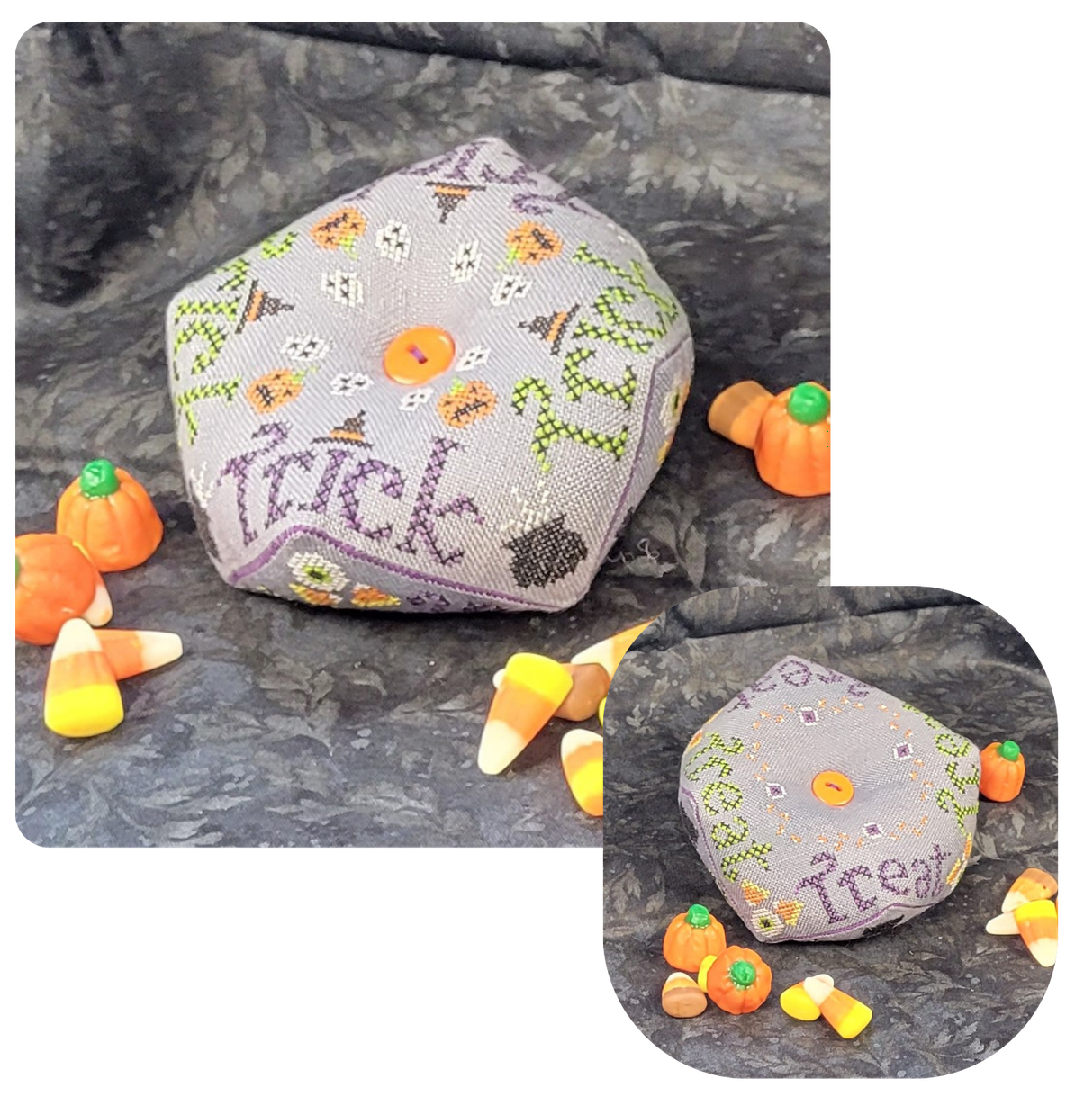 Trick or Treat Biscornu - Wildflower Stitching - 2026 Needlework Marketplace PREORDER