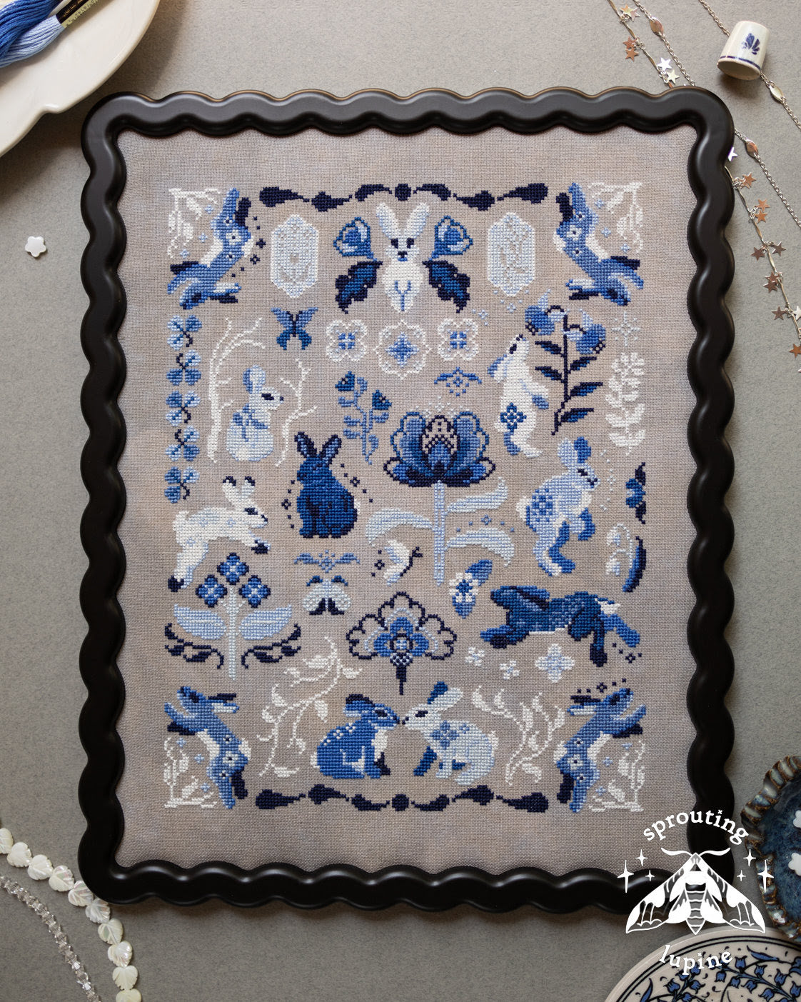 Delft Bunnies - Sprouting Lupine - 2026 Needlework Marketplace PREORDER